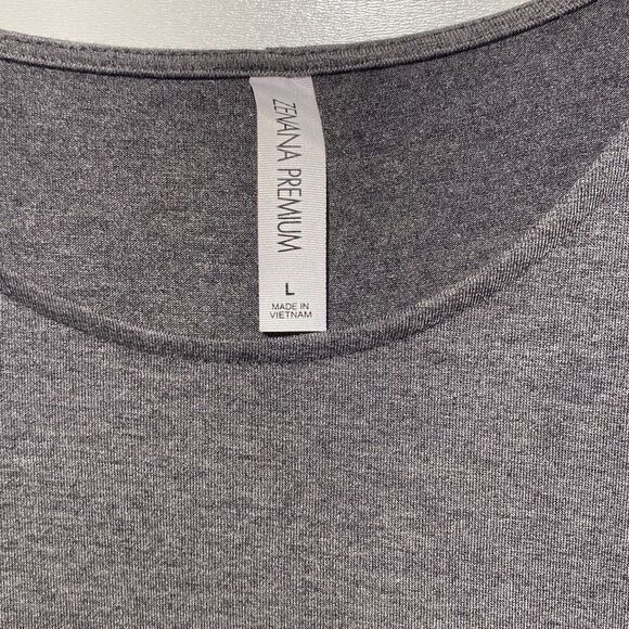 Zenana Premium Womens Gray Heather Crew Neck 3/4 Sleeve Mini T-Shirt Dress Large - Picture 4 of 8